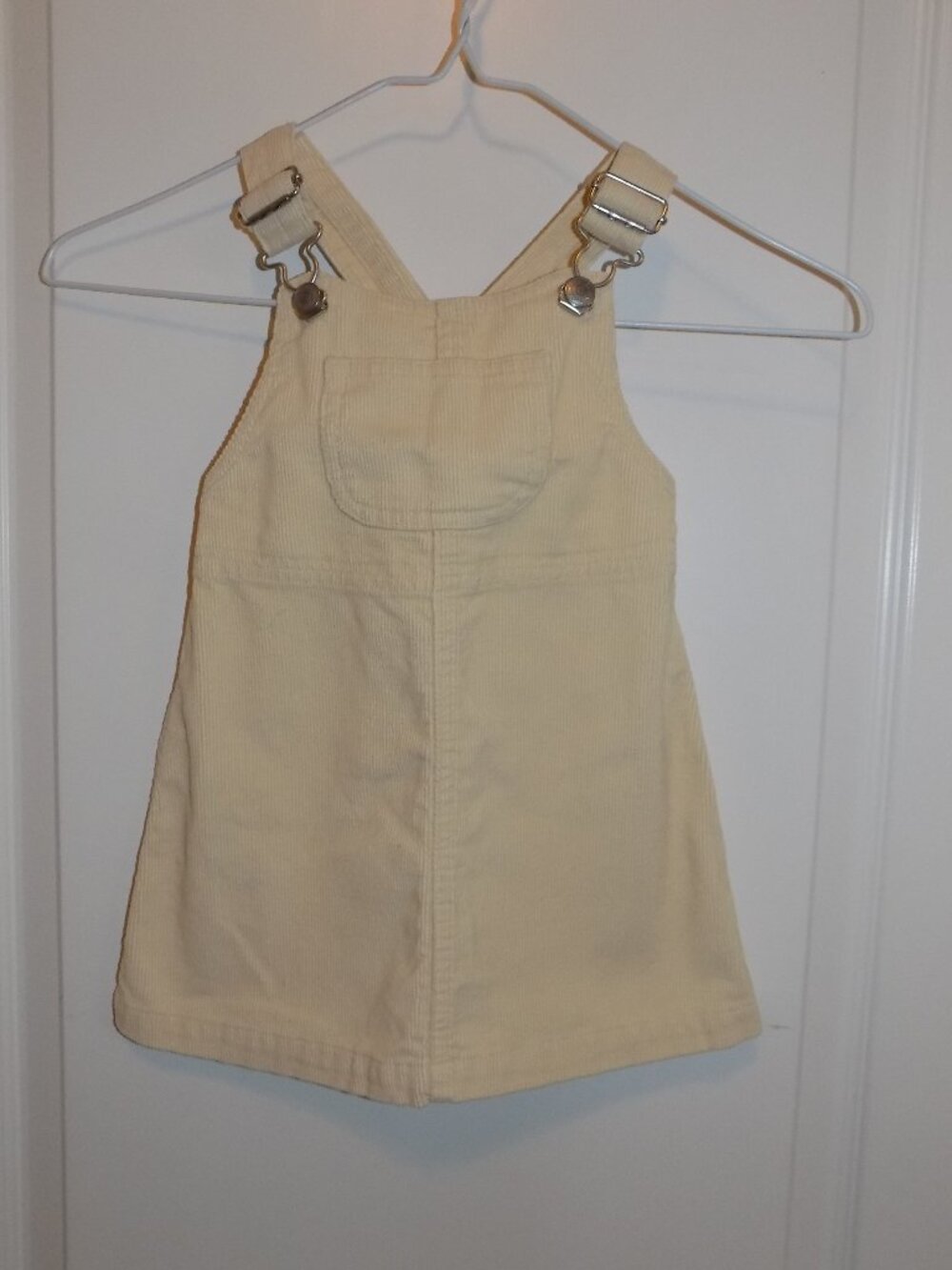 Vintage GAP Girls Off White Corduroy Overalls Jumper Dress Sz 18-24M